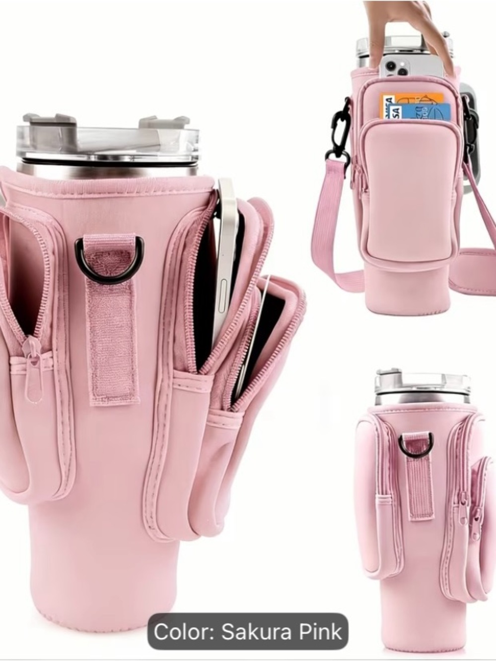 Amazon Sakura Pink Phone & Tumbler Crossbody Carrier Bag